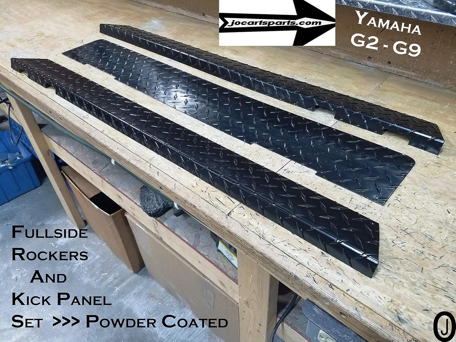 Fits Yamahaa G2/G9 Golf Cart Black Powder Coated Aluminum Diamond Plate Side Rockers and Kick Plate Set