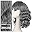 Nnzes Wig Bangs Dark Salt and Pepper Short Wavy Hair for Women Natural Looking Heat Resistant Bob Wigs with Synthetic Wig for Daily Party Use
