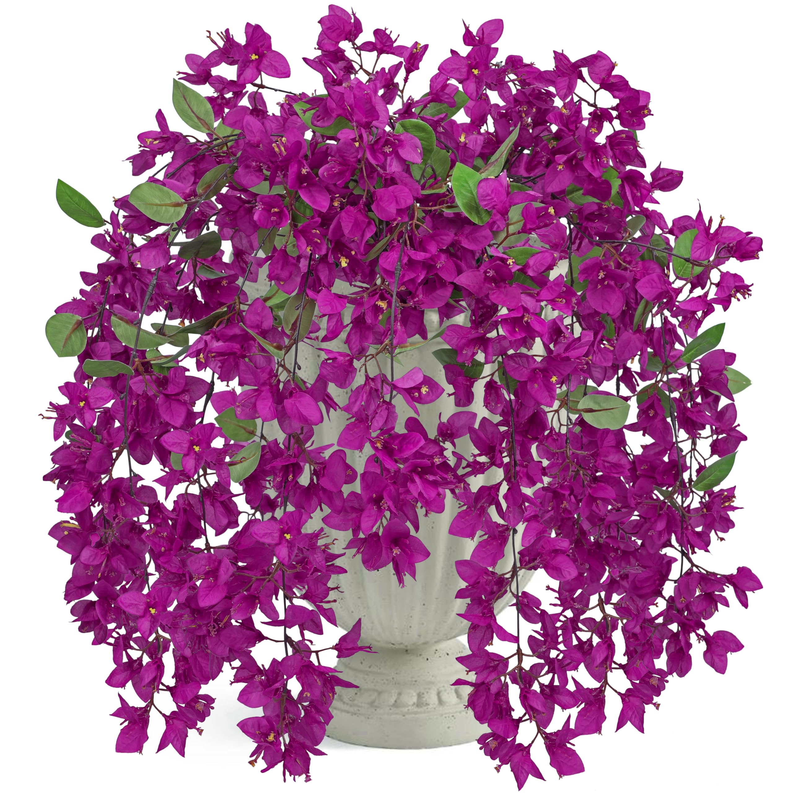 Flores artificiales desbordantes, plantas de flores falsas, tallos de 33.5 pulgadas de largo, buganvilla sintética para jarrón alto, 3 flores colgantes falsas para el hogar, sala de estar, dormitorio