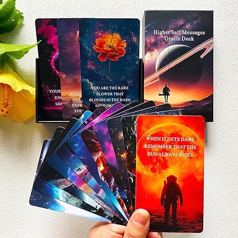 Vzmeiyre Higher Self Messages Oracle Cards Deck, Cosmic Oracle Cards, Spirit Oracle Deck Help You Dispelling Doubts and Empowering Yourself in Love, Life, and Career