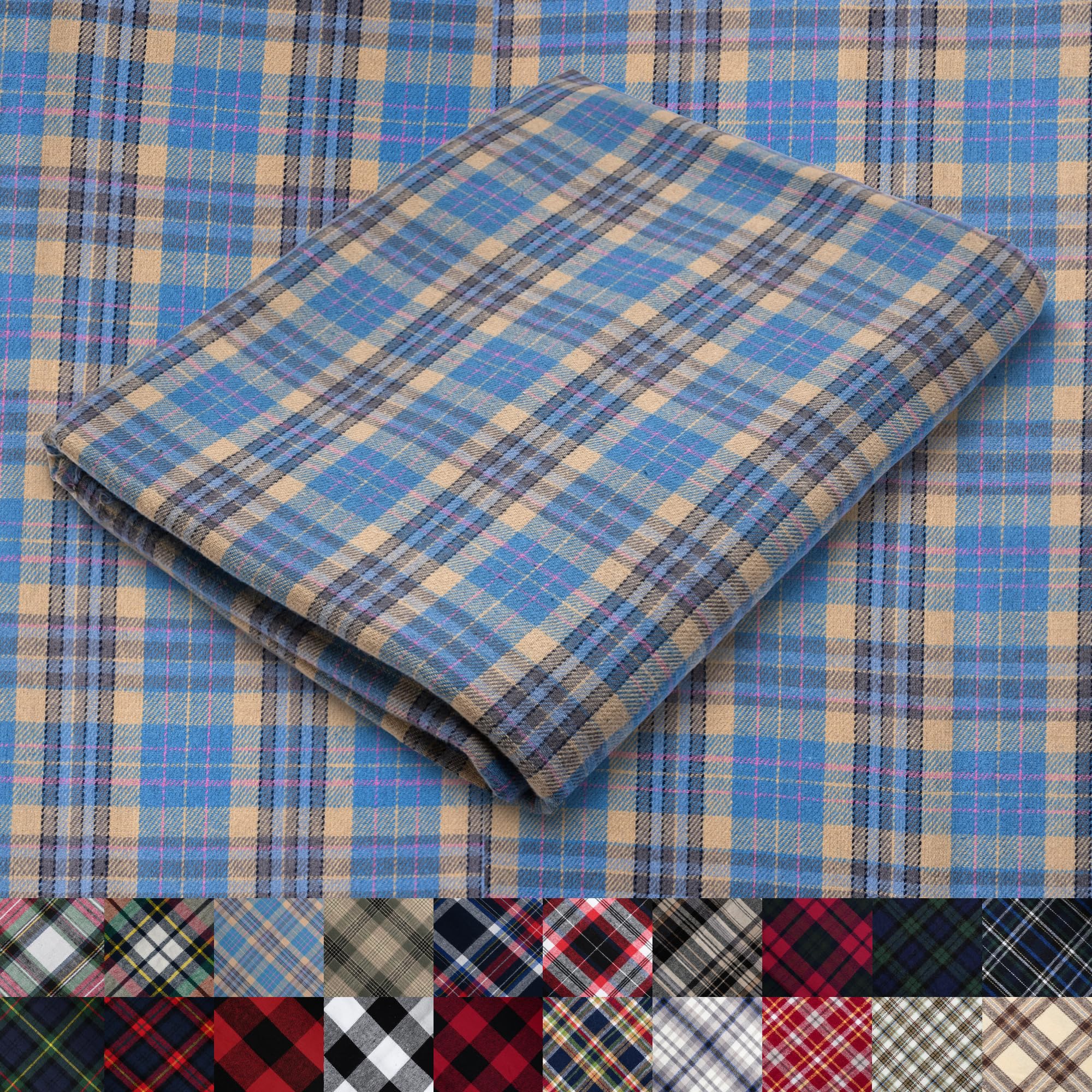 Pico Textiles 1 Yard Blue and Green Blackwatch Tartan Plaid Flannel Fabric - 60" Wide - 100% Cotton - Sold by The Yard - for Shirts, Scarves, Pajamas & Receiving Blankets — view 15
