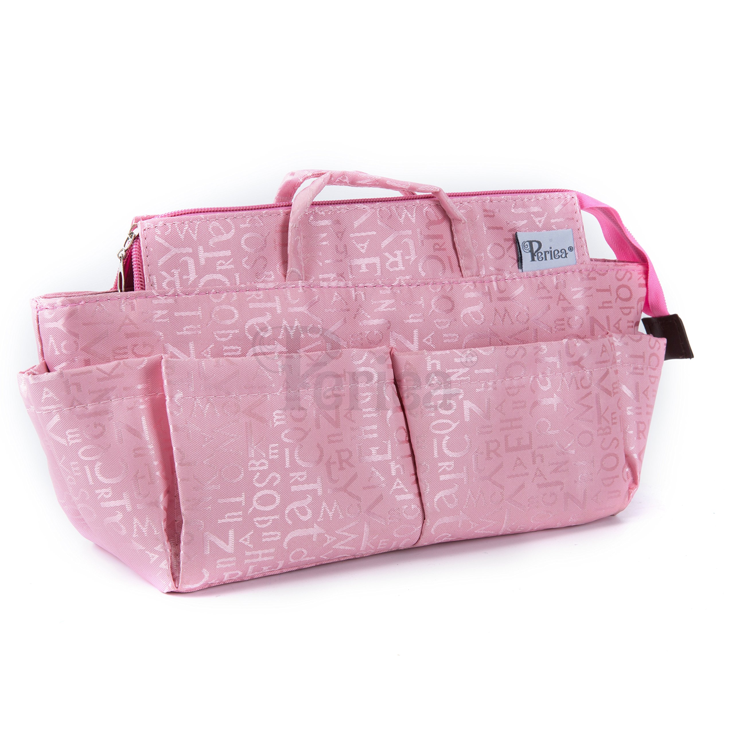 Periea 'Keriea' Handbag Organiser Insert - Tote Bag Insert with 13 Compartments for Bag Organisation - (Pink)