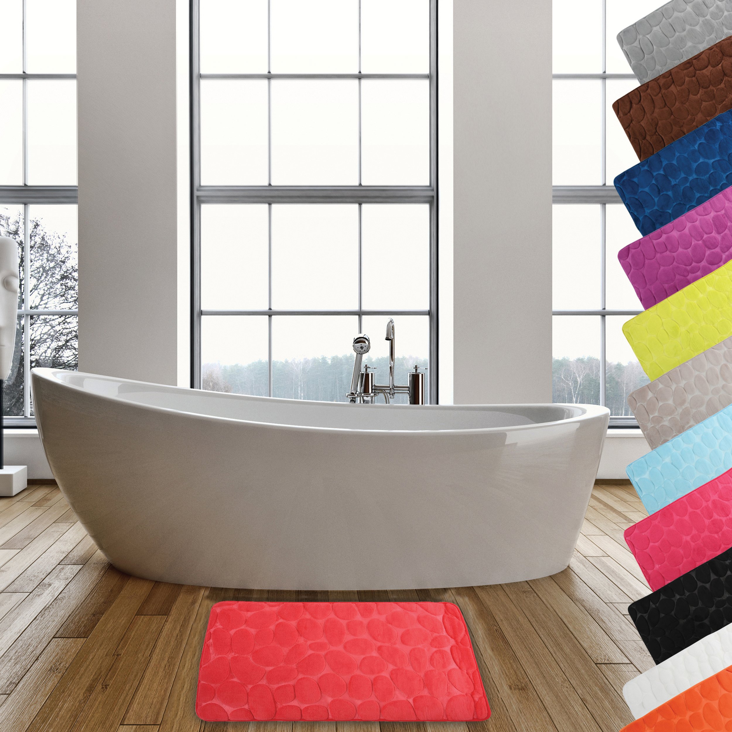 Tapis de bain galets 50 x 80 cm rouge tapis de douche antidérapant latex