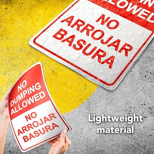 Miniatura 3 de Señal de No Dumping, 8x12 Aluminio No Arrojar Basura Private Property, Inglés y Español Don't Littering para exteriores
