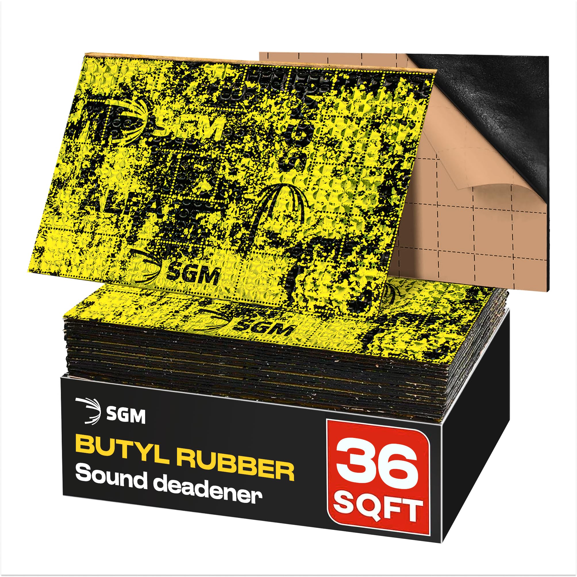 SGM Gold 80 mil (2 mm) 36 m2 mata tłumiąca dźwięk samochodowy, samoprzylepny materiał tłumiący dźwięk samochodu butylowego, arkusze tłumiące hałas audio i arkusze tłumiące