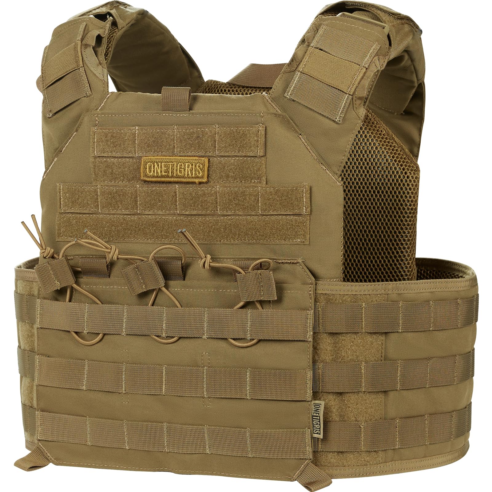 Onetigris Unisex Coyote Brown Plpc Plate Carrier - Airsoft Tactical Vest - Advanced Version - 500D Nylon Military Combat Vest For Paintball Wargame Cs Outdoor (Coyote Brown)