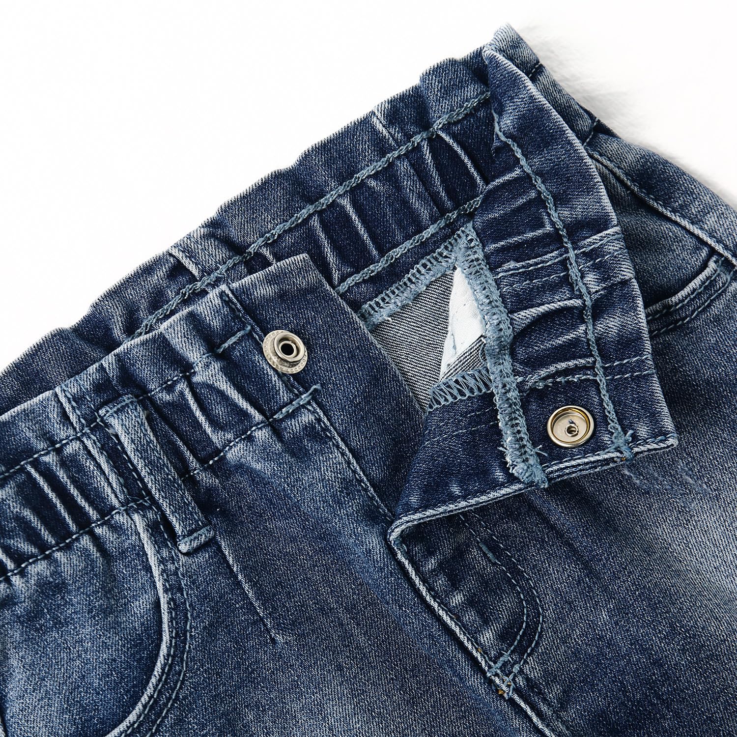 KIDSCOOL SPACE Pantalone in Denim con Volant ed Elastico in Vita per Bambine
