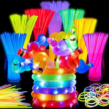 JOYIN 144 Pcs 8" Glowsticks & 9 Pack Light Up Pop Tubes Glow Sticks