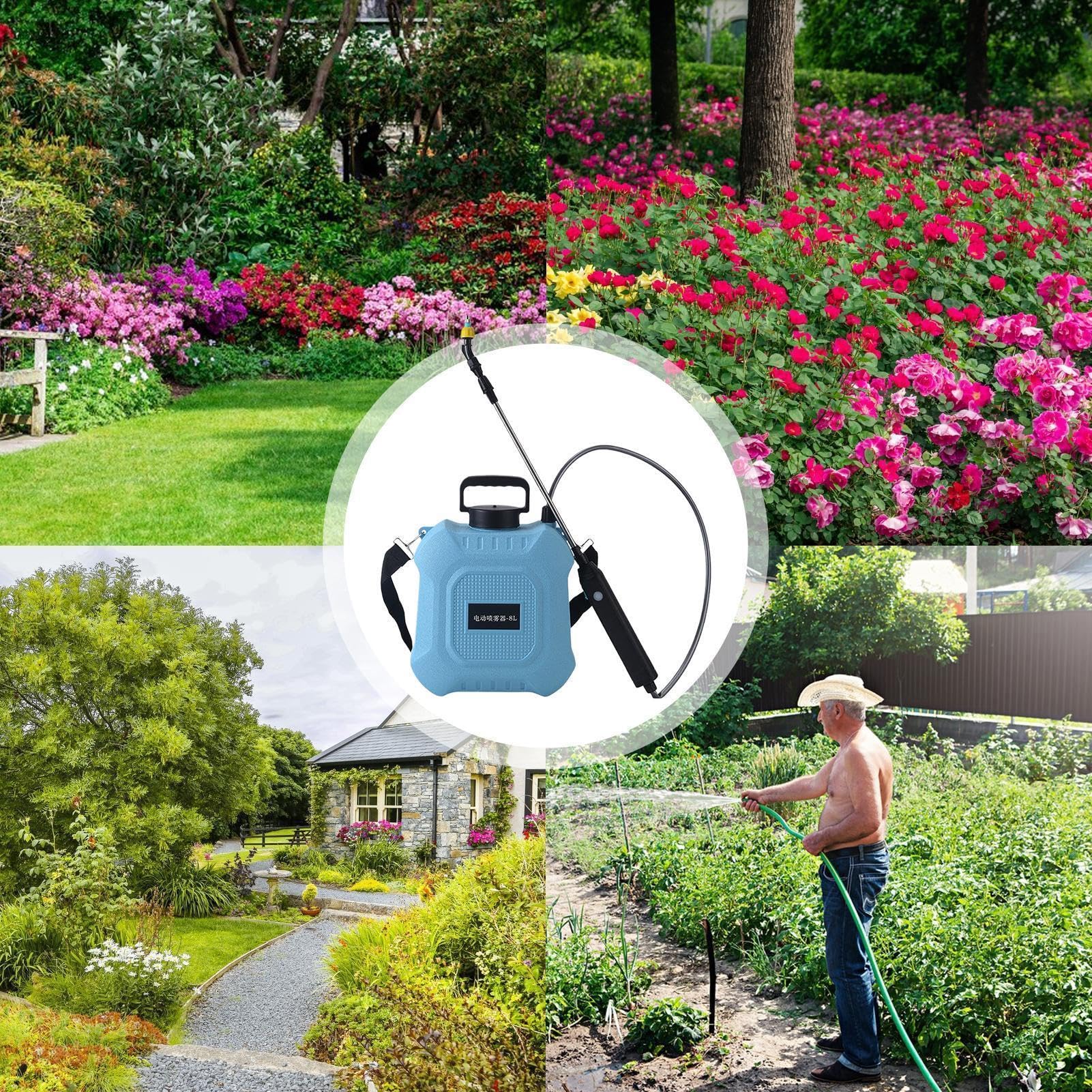 Spruzzatore da Giardino Elettrico | Pompa con Telescopica Ricaricabile | Spruzzatore Elettrico Con Pompa E Grande Serbatoio D'Acqua | Per Irrigazione, Nebulizzazione, Giardinaggio E Pulizia Di Cortili