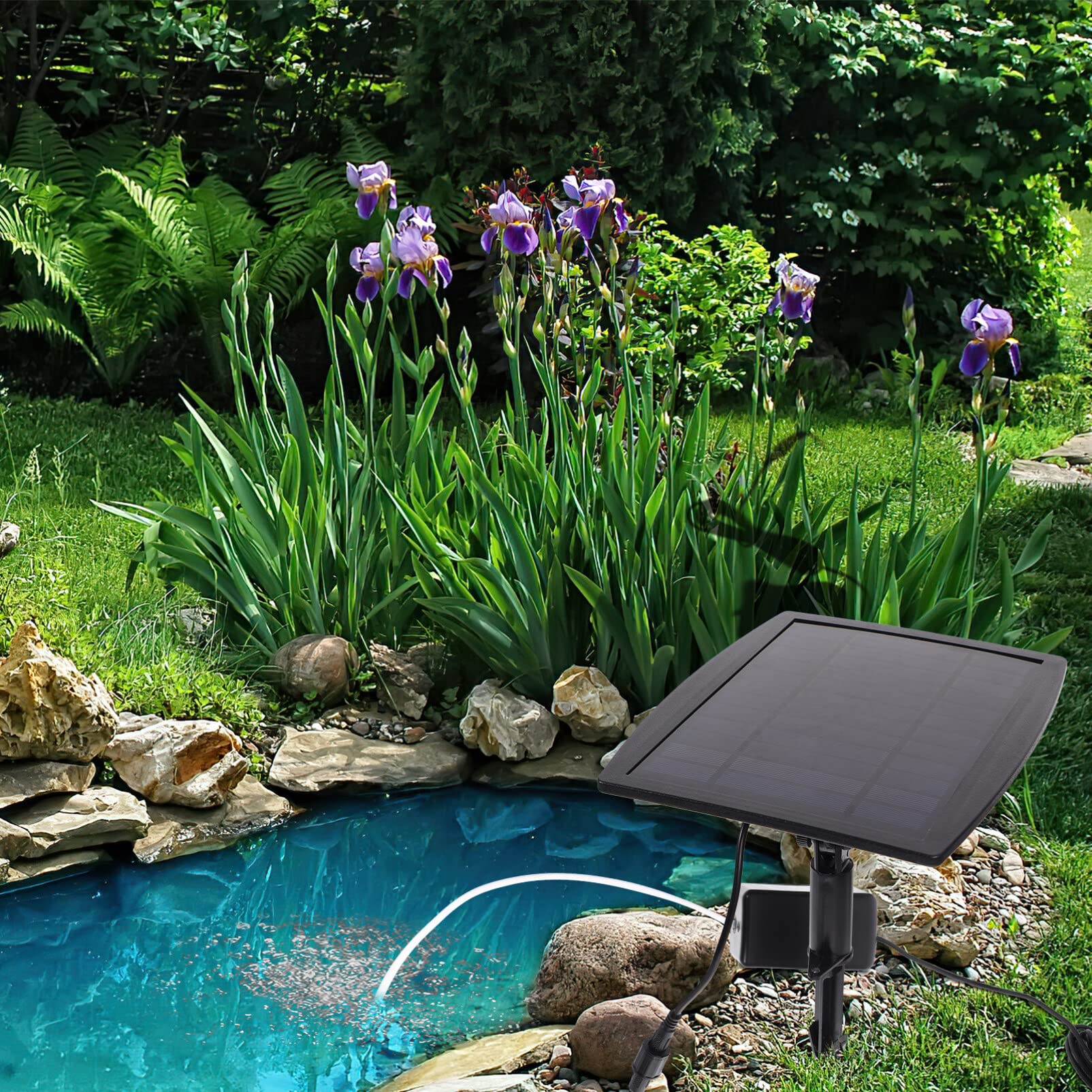 Solarenergie-Sauerstoffpumpe, solarbetriebene Bewässerungspumpe, Tauchpumpen-Set mit Aquarium-Sauerstoff und Luftblasenstein, für Garten, Aquarium, Pool