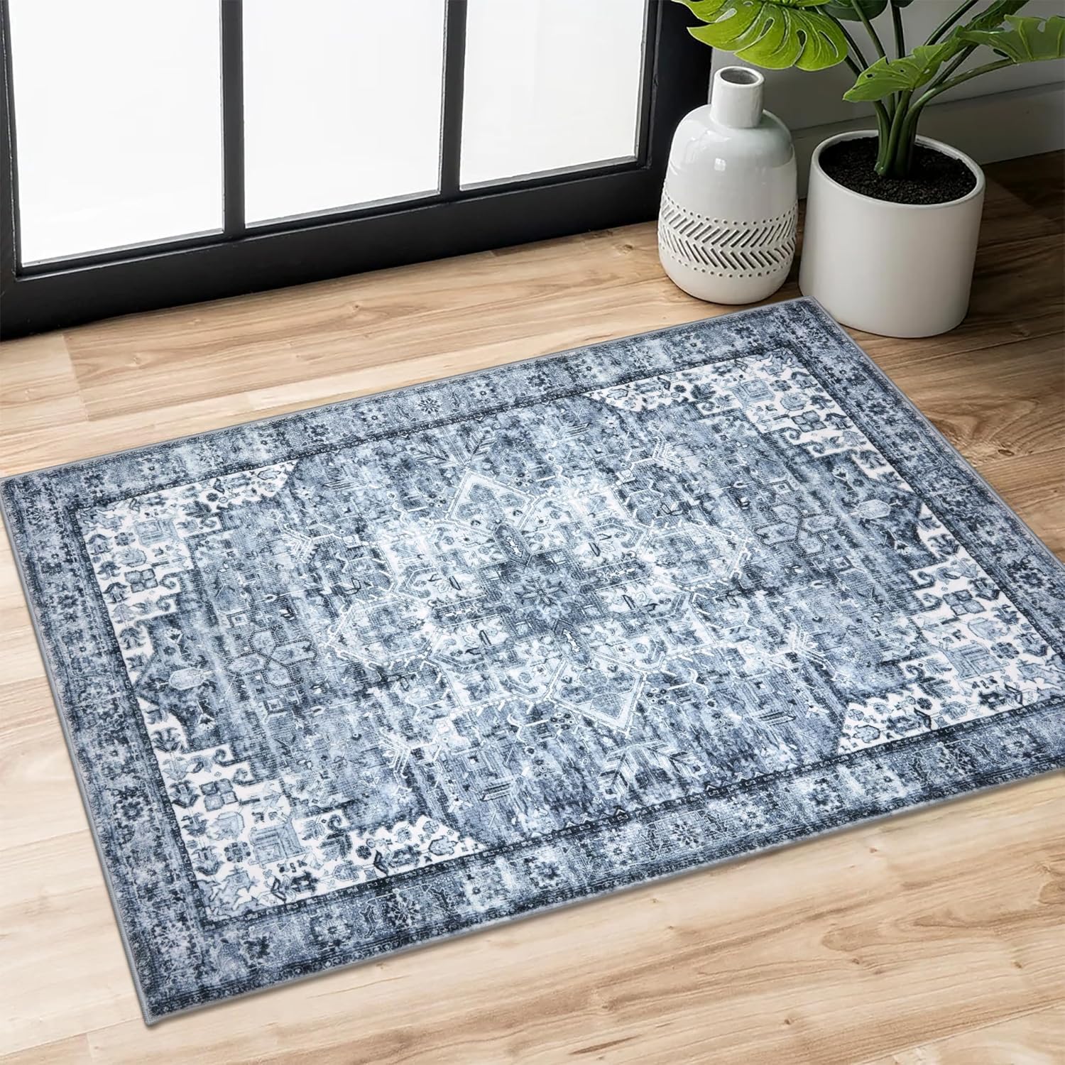 Blue Entry Rugs Amazon.com: SIILOOM 2x3 Blue Washable Rug for Entrance, Soft ...