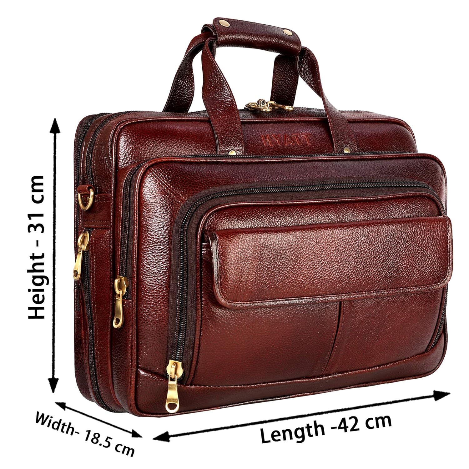 HYATT Leather Accessories 24 litres Capacity Expandable Natural Leather Laptop Briefcase Shoulder Bags for Men Office (Dimension-L-16 X H-12 X W-7 Inch) (Weight-1.2 KG / 1200 GR) 16 91bHFczufoL. SL1500