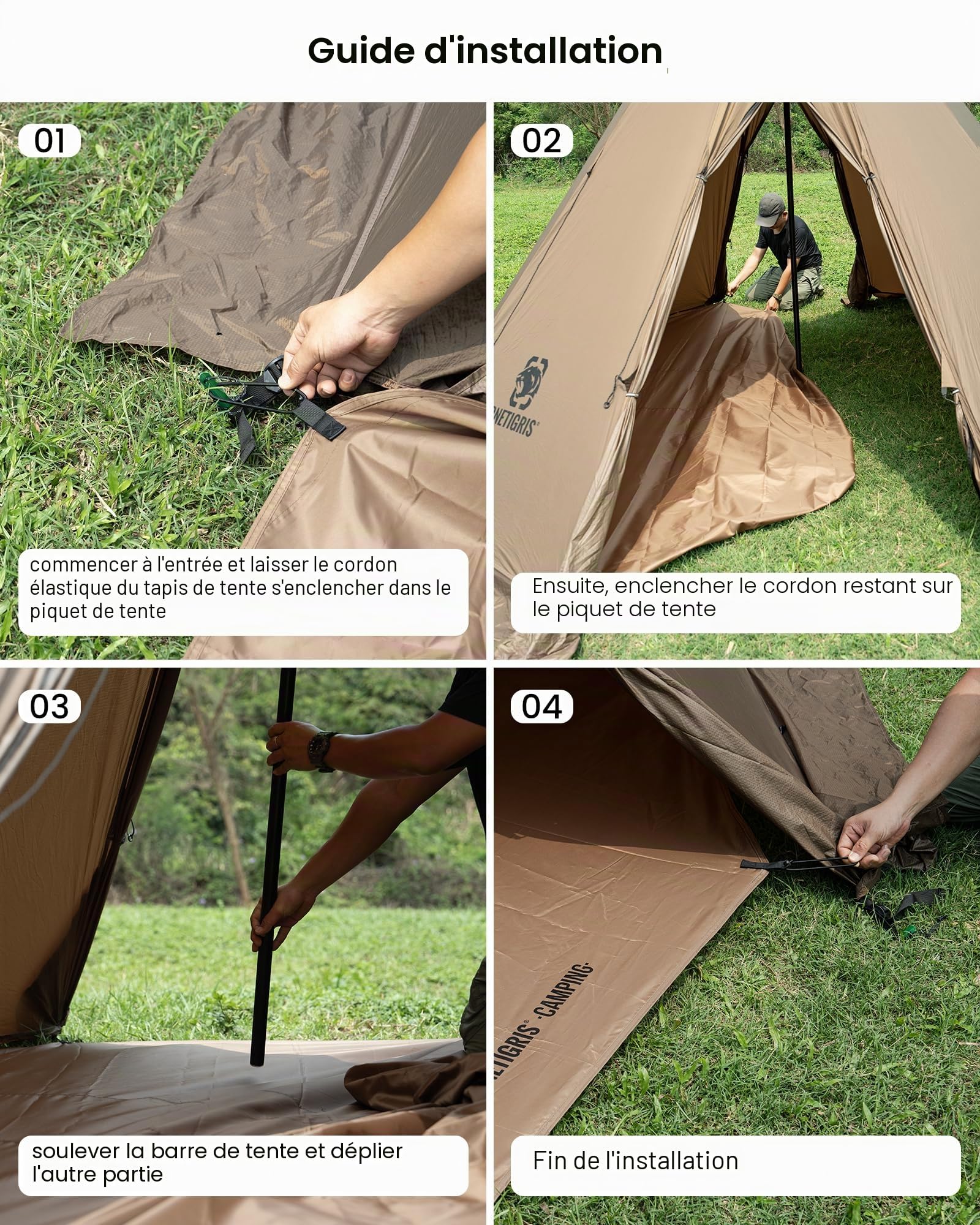 OneTigris Rock Fortress - Bâche de sol de camping pour 6 personnes - Multi-usage - Imperméable - 5 000 mm - Avec sac de rangement - Pour camping, randonnée et pique-nique - Diamètre : 360 cm
