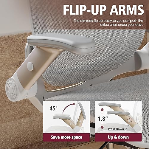 Miniatura 4 de GABRYLLY Silla de Oficina Ergonómica, Silla de Escritorio de Respaldo Alto para el Hogar con Reposacabezas, Brazos Abatibles, Bloqueo de Inclinación