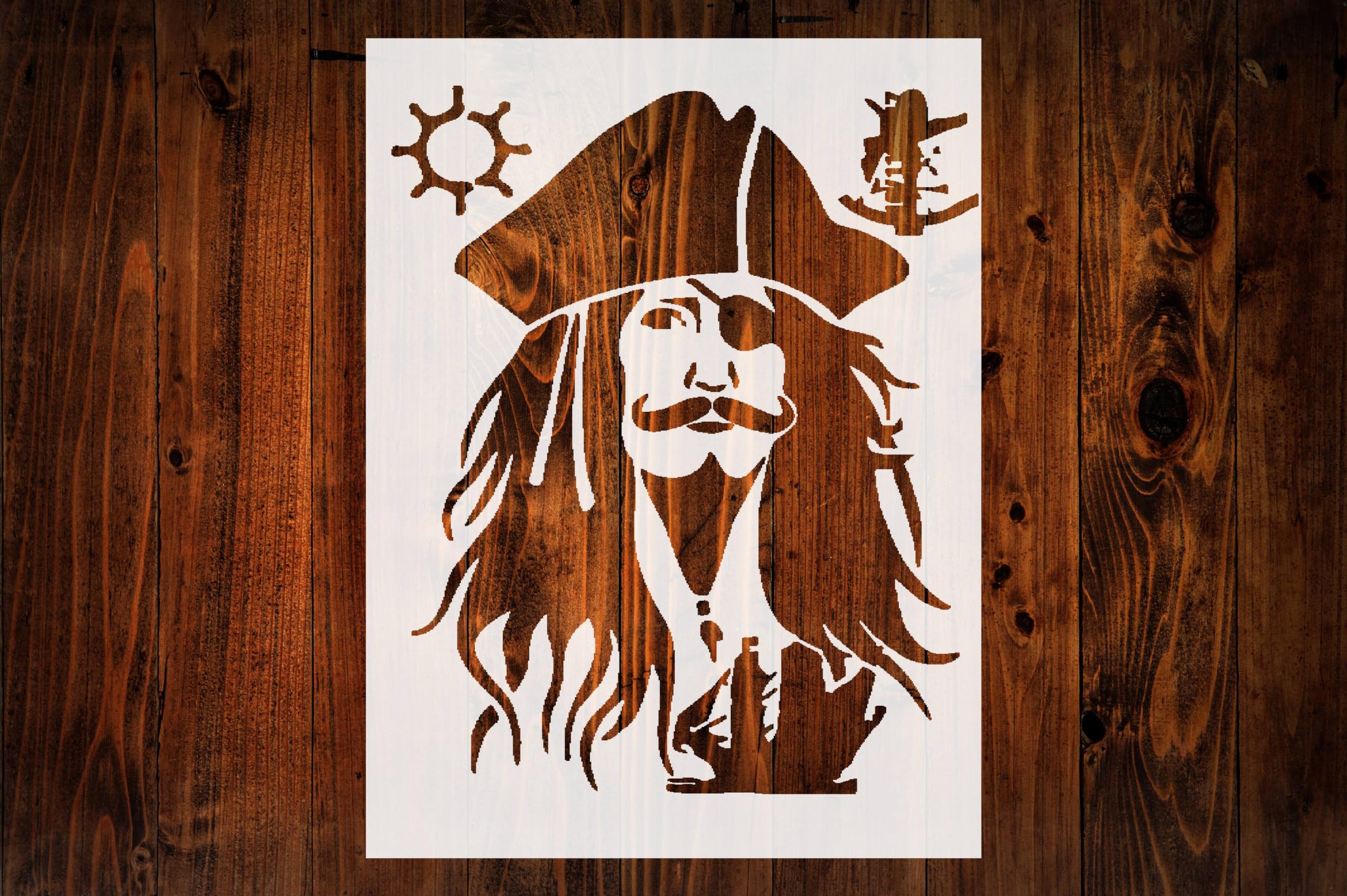 STENCILAIRCaptain Jack Sparrow Stencil Template, Reusable 10 mil Mylar, for DIY Art, Scrapbooking, Wall Painting & More