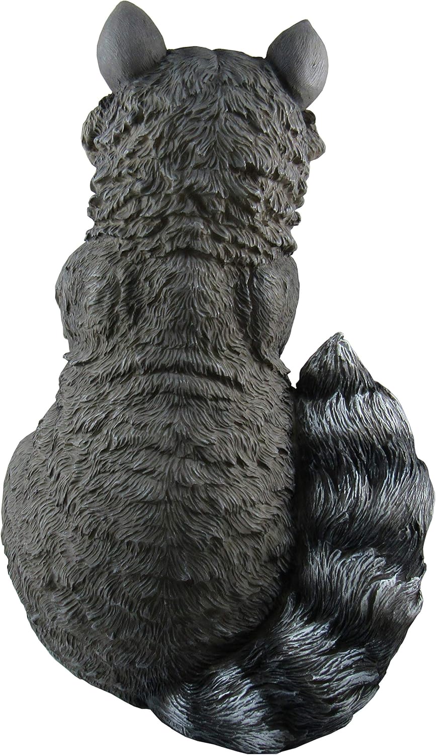 DWK Raccoon Sculpture with LED Outdoor Solar Lantern | Raccon Decor Garden Welcome Statue | Home Patio Solar Decoration | Outdoor Home Decor Yard Decoration - 15"