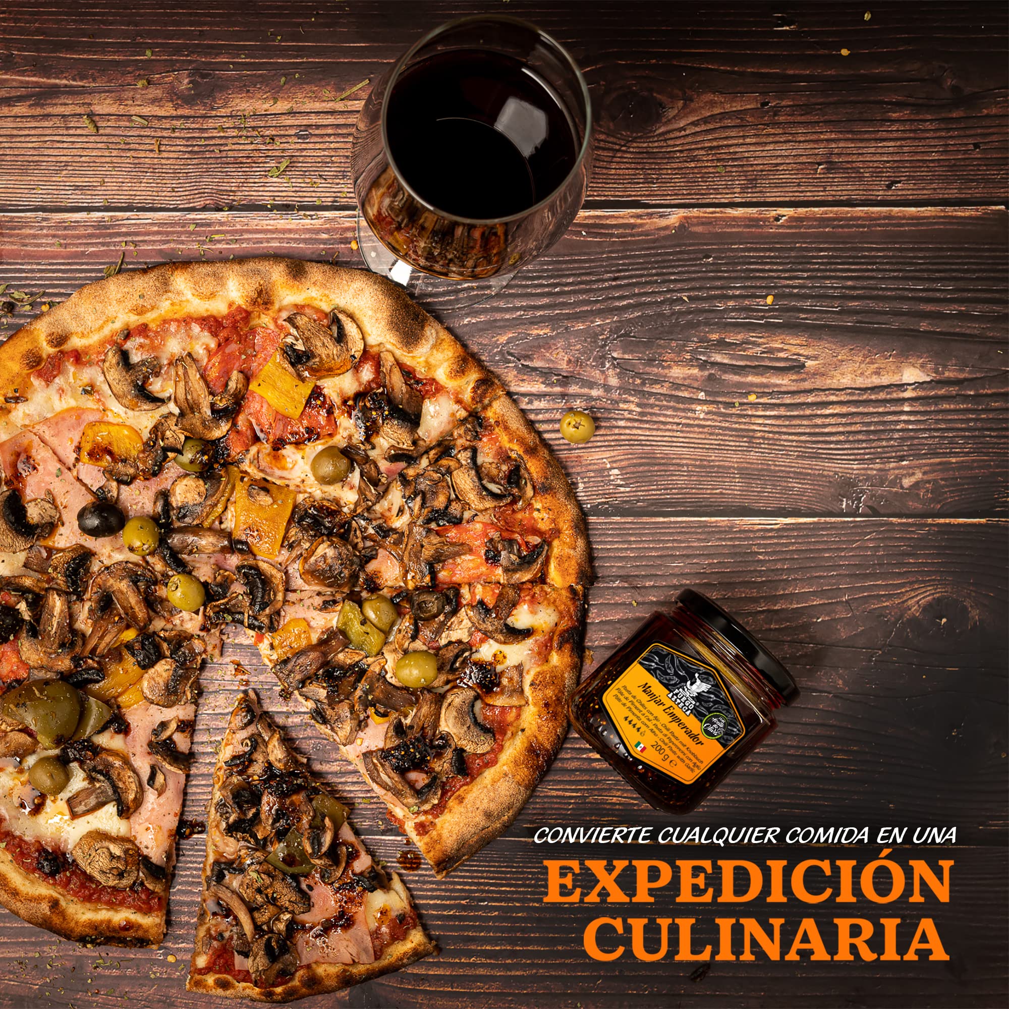 ÁGUILA MEXIKA Salsa Macha gourmet con 3 Chiles Mexicanos: Chipotle, Morita & Rojo de Árbol, ajo, Aceite de Oliva virgen