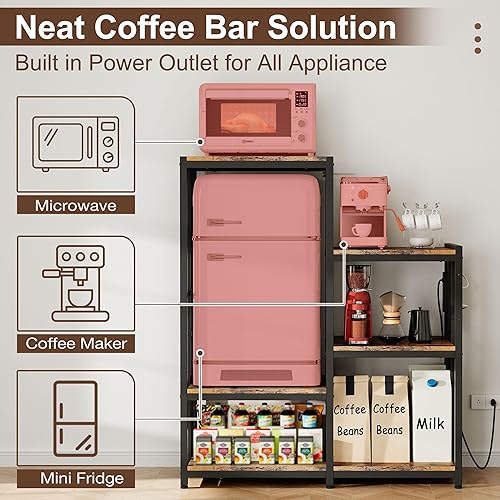 Miniatura 3 de Mini soporte para nevera, barra de café, gabinete con espacio de almacenamiento pequeño para frigorífico, organizador de estante para dormitorio,