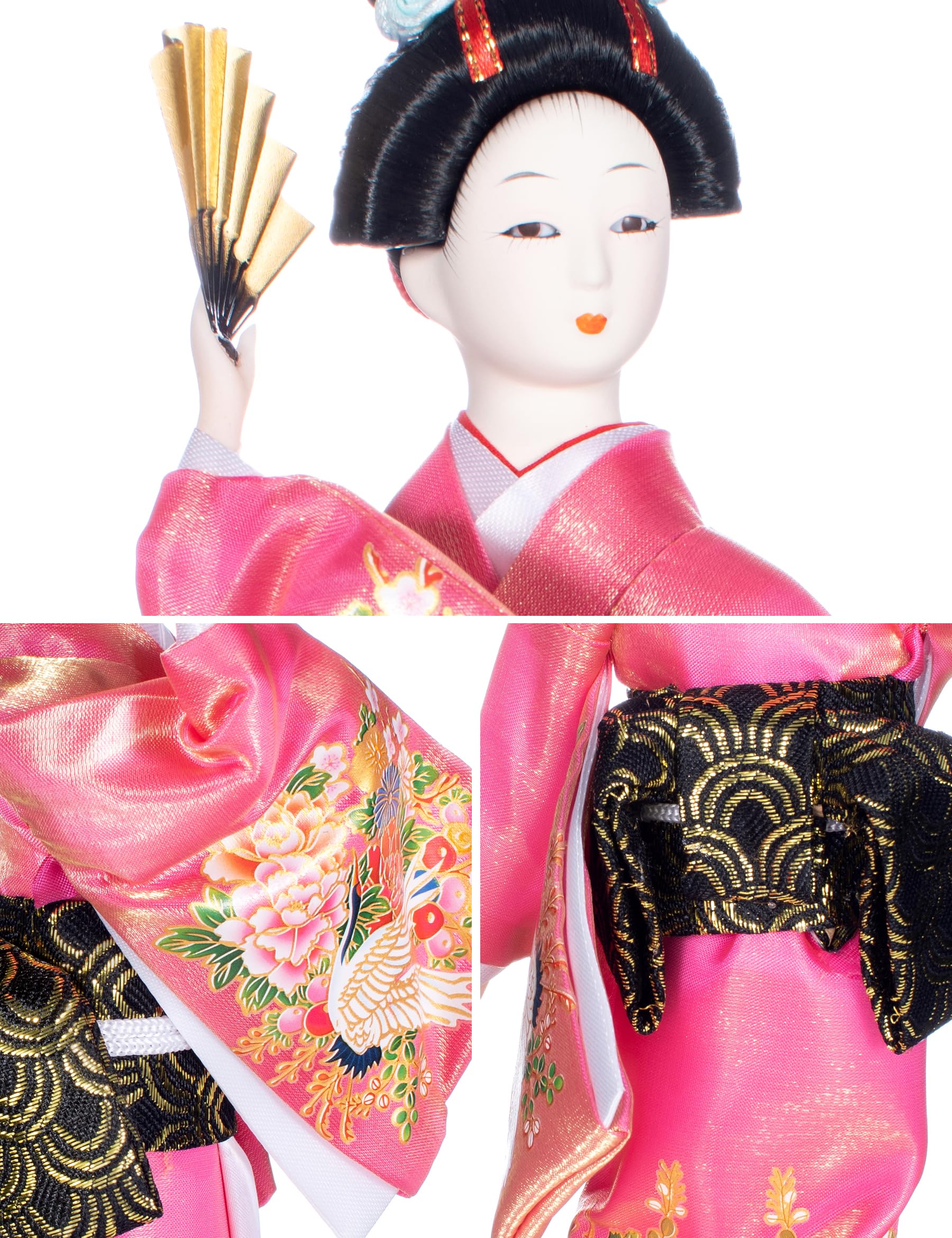 ALAMIYA Figura coleccionable de geisha japonesa asiática con abanico de papel para decoración del hogar