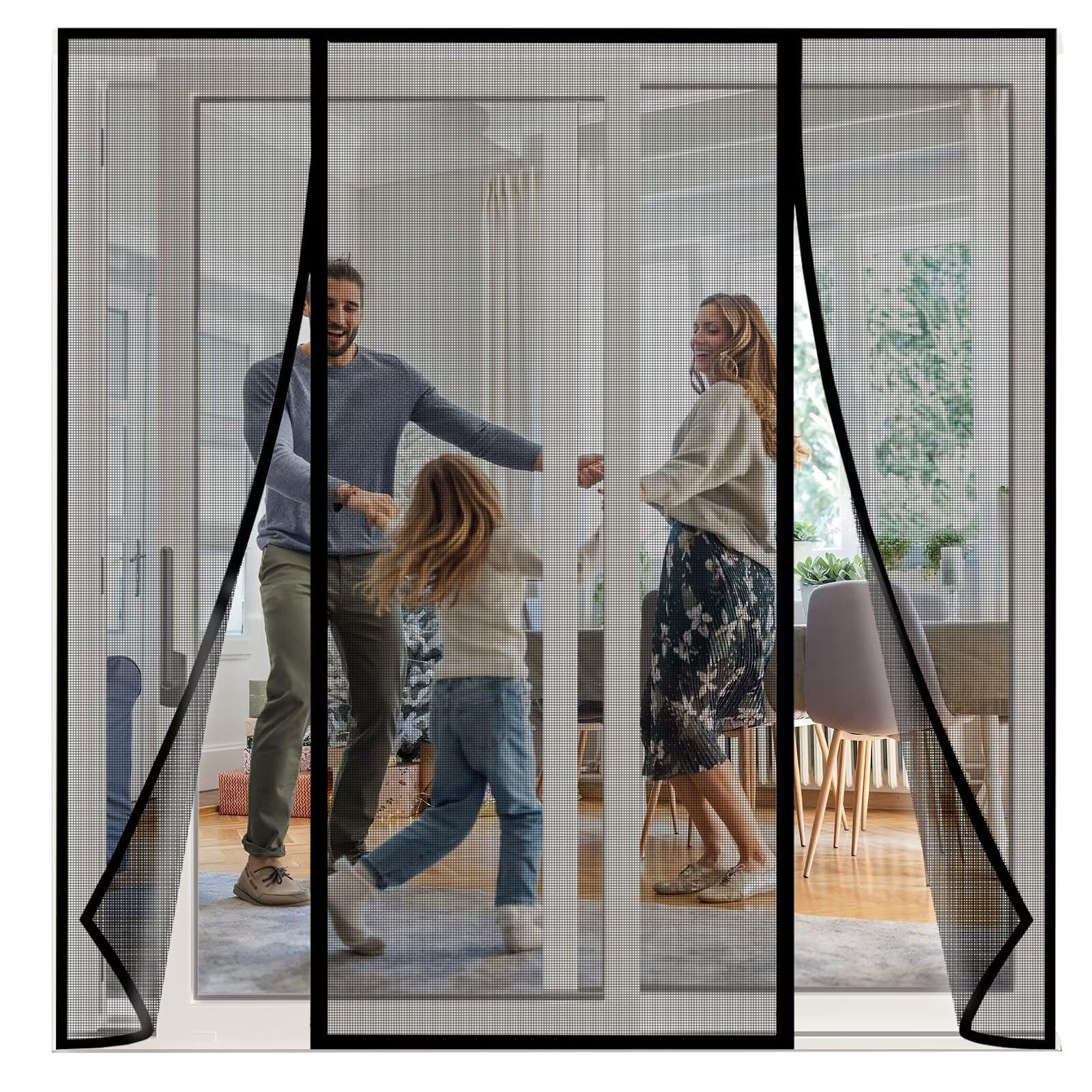 Winddicht Insektenschutz Schiebe Fenster 165x180cm Schwarz Mückengitter Insektennetz für Fenster für Türen/Patio
