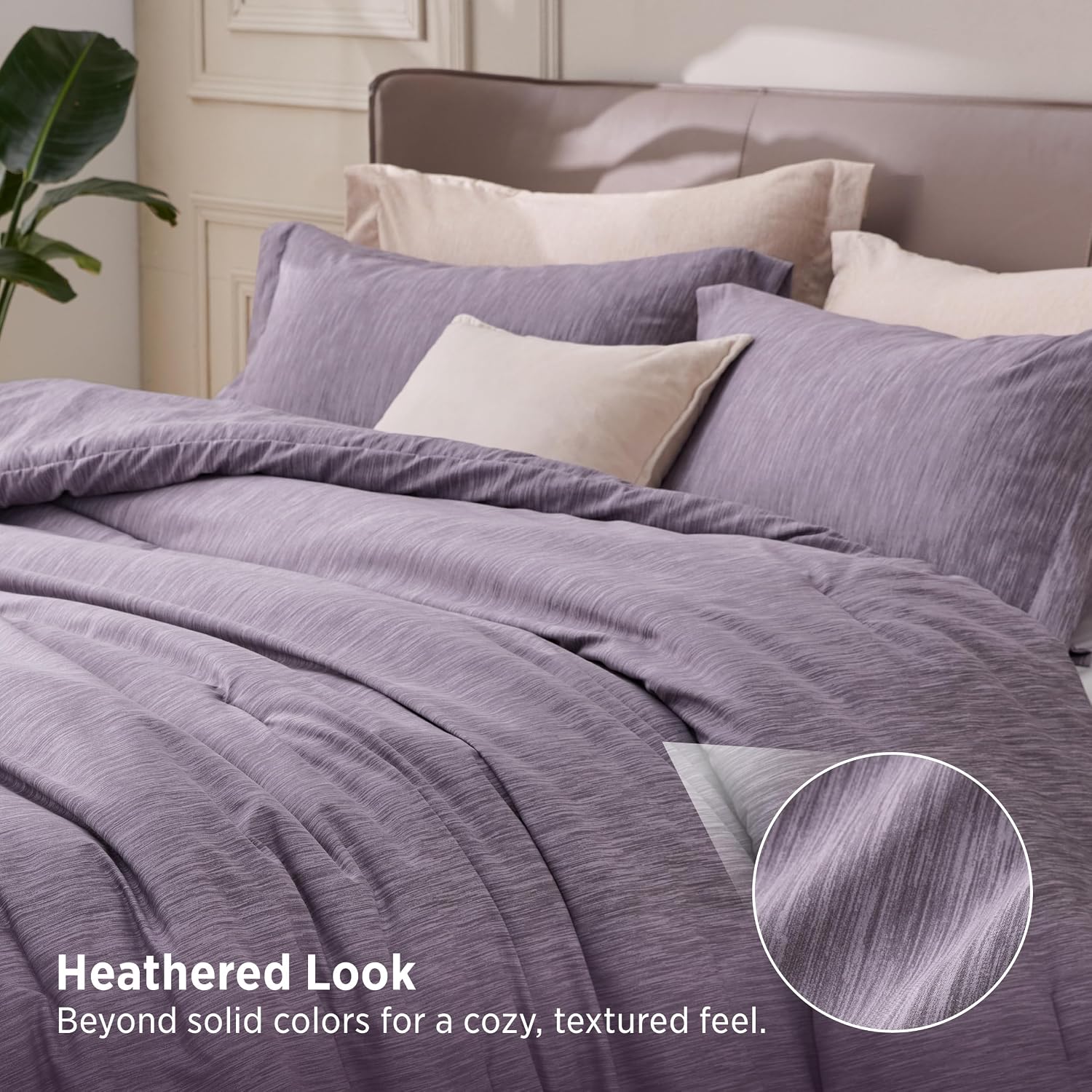 Bedsure Twin/Twin XL Comforter Set - Grayish Purple Soft Bedding for All Seasons, Cationic Dyed Bed Set, 2 Pieces, 1 Twin Size Comforter (68"x88") and 1 Pillow Sham (20"x26"+2") thumbnail