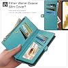 Funda XcaseBar compatible con Samsung Galaxy A57 tipo cartera con cremallera y soporte para tarjetas【bloqueo RFID】, funda de libro flip de cuero PU a prueba de golpes para hombres y mujeres para Samsung A57, Azul Verde 5