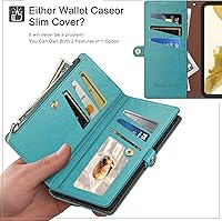 Vista 33 de XcaseBar Funda tipo cartera para Samsung Galaxy S21 con cremallera y tarjetero de crédito [bloqueo RFID], funda de piel sintética con tapa