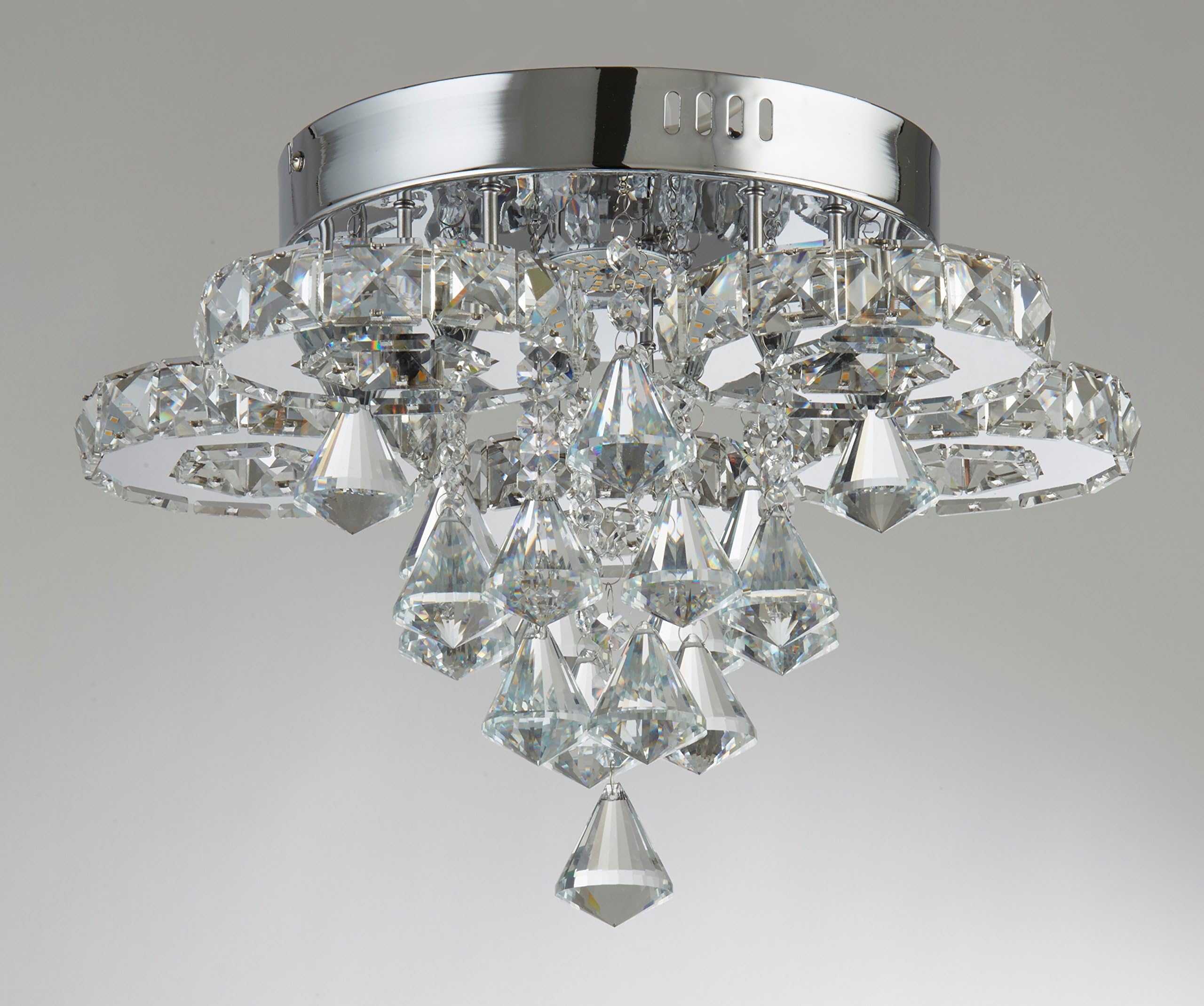 Marco Tielle Flush Integrated LED Hybrid Chandelier Ceiling 6 Light In Chrome & Crystal Glass Finish