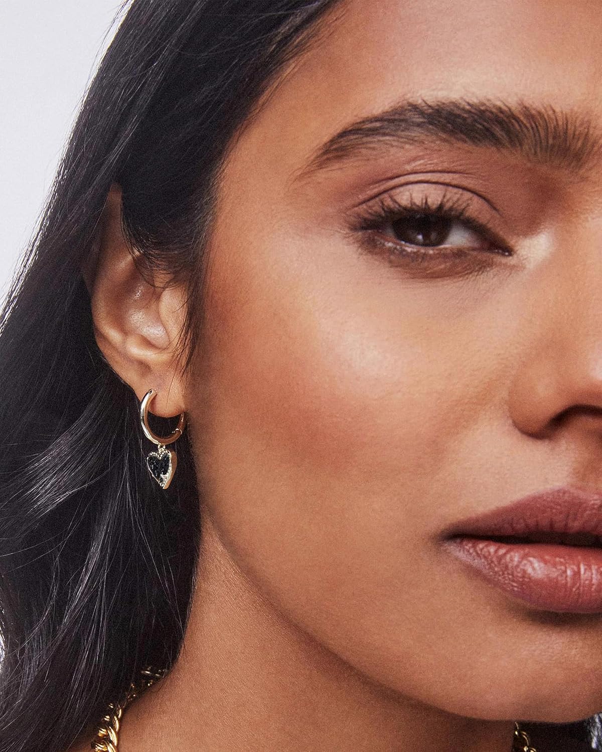 ALoveSoul Plated 14k Gold Heart Cubic Zirconia Dangle Hoop Earrings for Women - Image 5