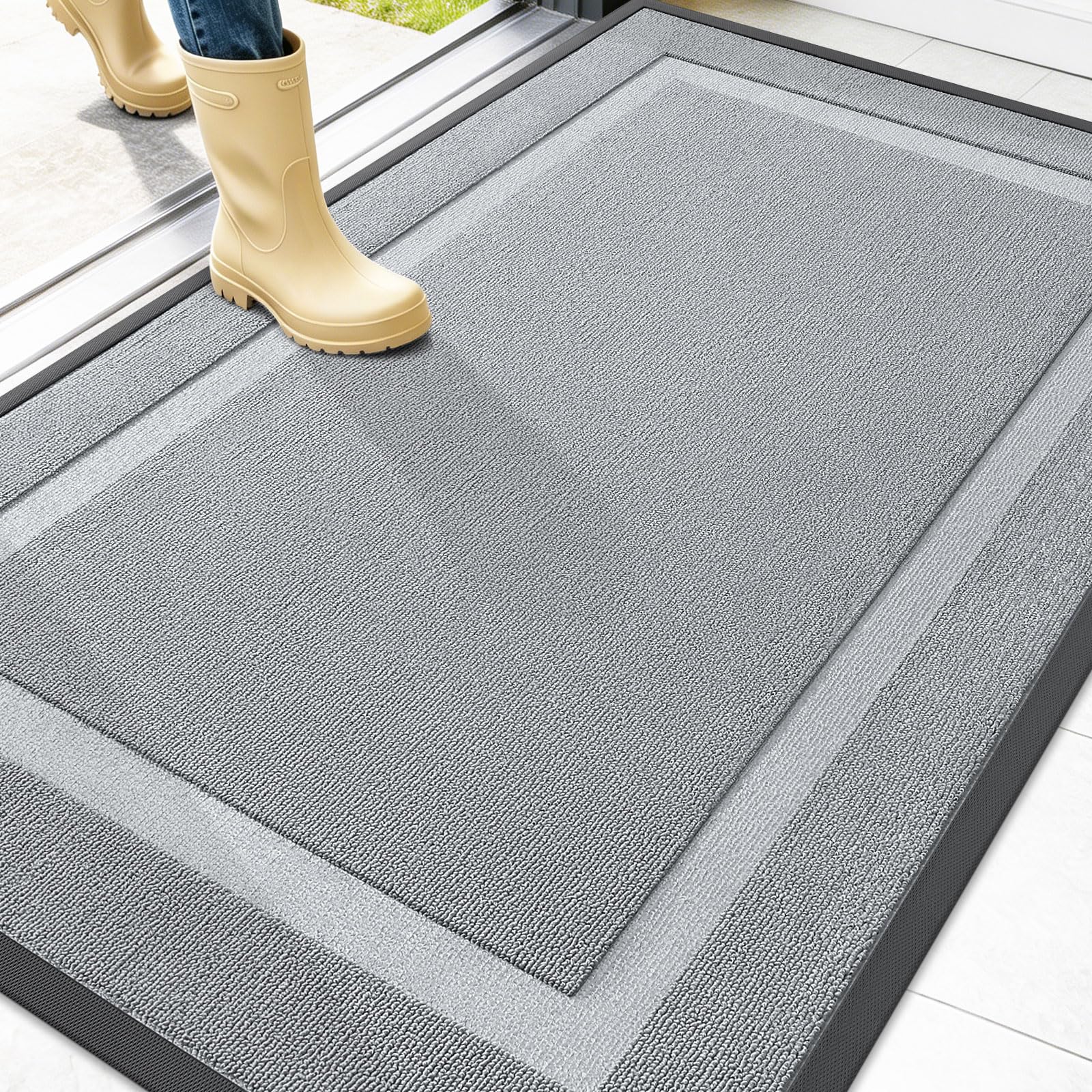 OLANLY Front Door Mat Outside 47x32, All-Season Heavy-Duty Rubber Doormat