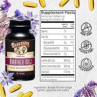 Vista 6 de Barlean's Cápsulas de aceite de borraja, 1000 mg de aceite de semilla de borraja puro prensado en frío, suplemento GLA, Omega 6 para articulaciones