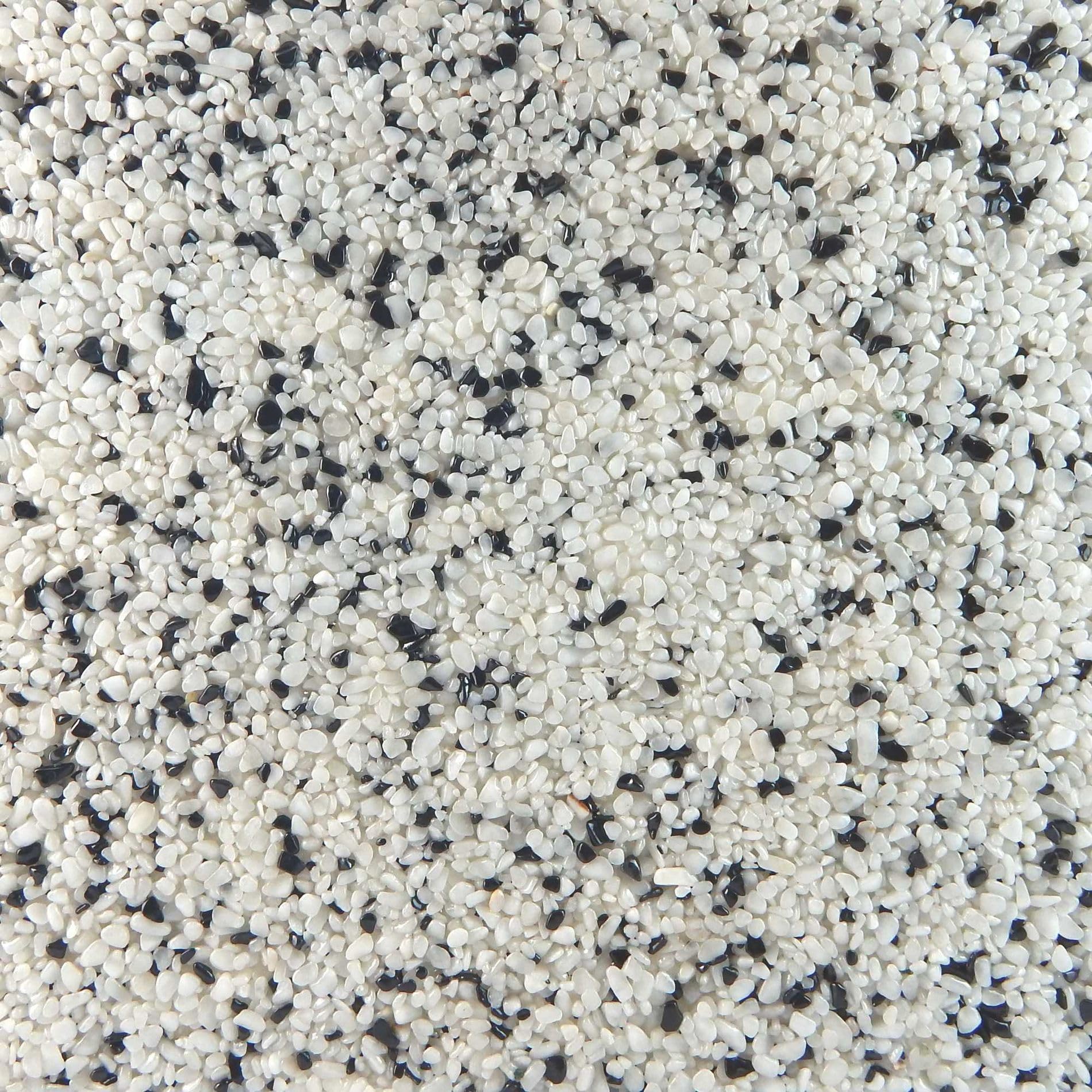 Terralith Steinteppich Marmor Komplett-Set für 1qm - Körnung: fein - 2-4mm mit Epoxidharz Bindemittel - für Innen in schwarz-weiß (mix classico)