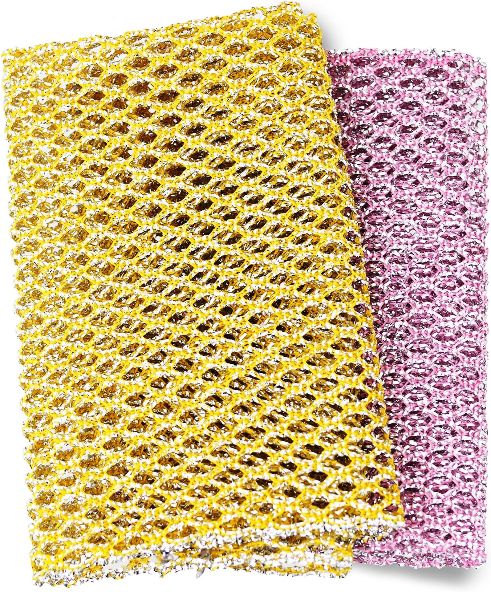 The Crown Choice Non-Scratch Heavy Duty Scouring Pad or Pot Scrubber Pads (2PCs) | for Scouring Kitchen, Dishwashing, Cleaning | Nylon Mesh Scrubbing Scrubbies | Scrub Pads Cloth Outlast Any Sponges