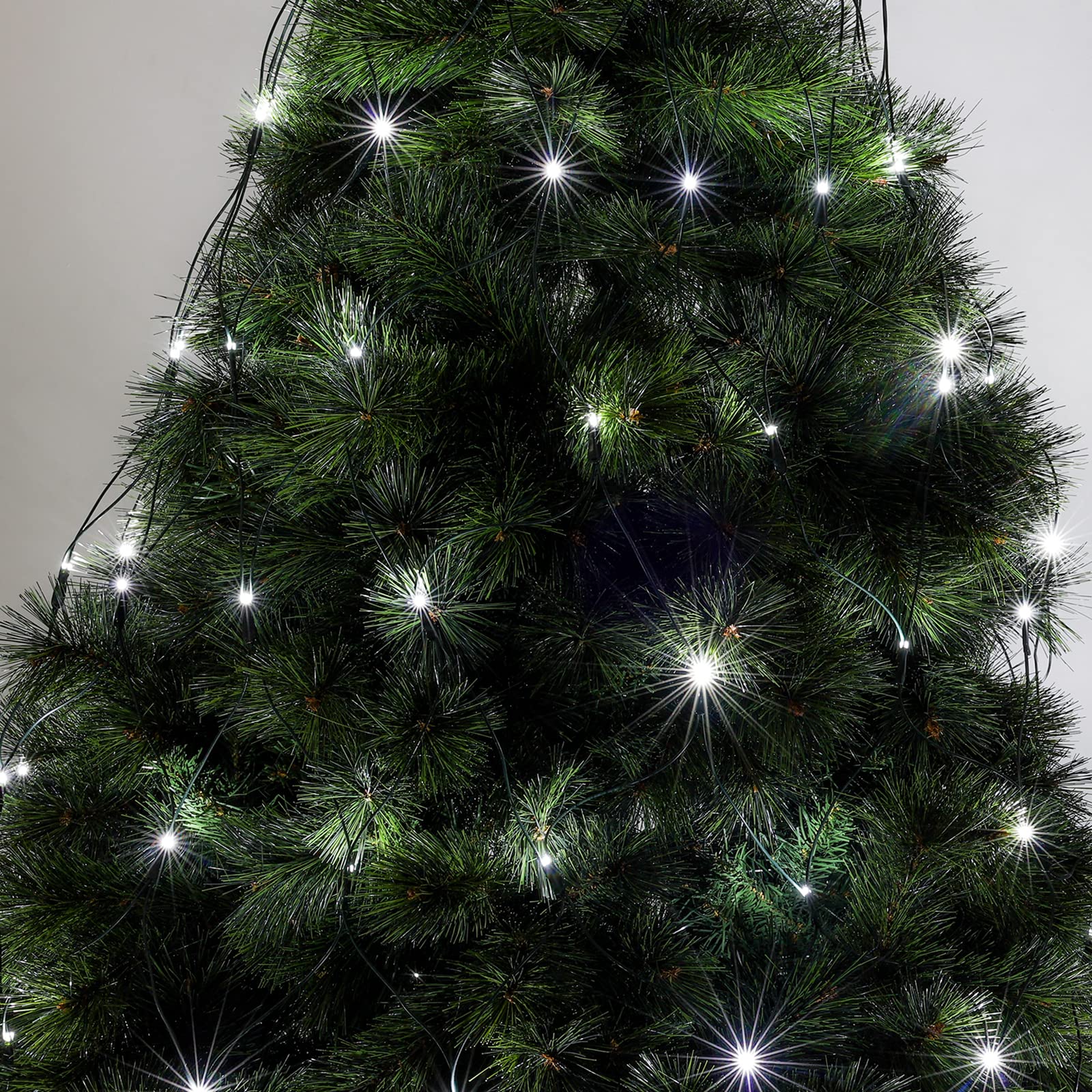 Luccika Lichterumhang mit 288 LEDs, Eisweiß, für Weihnachtsbaum, 230 bis 290 cm Höhe, mit Speicher und 8 Lichteffekten, für Innen und Außen