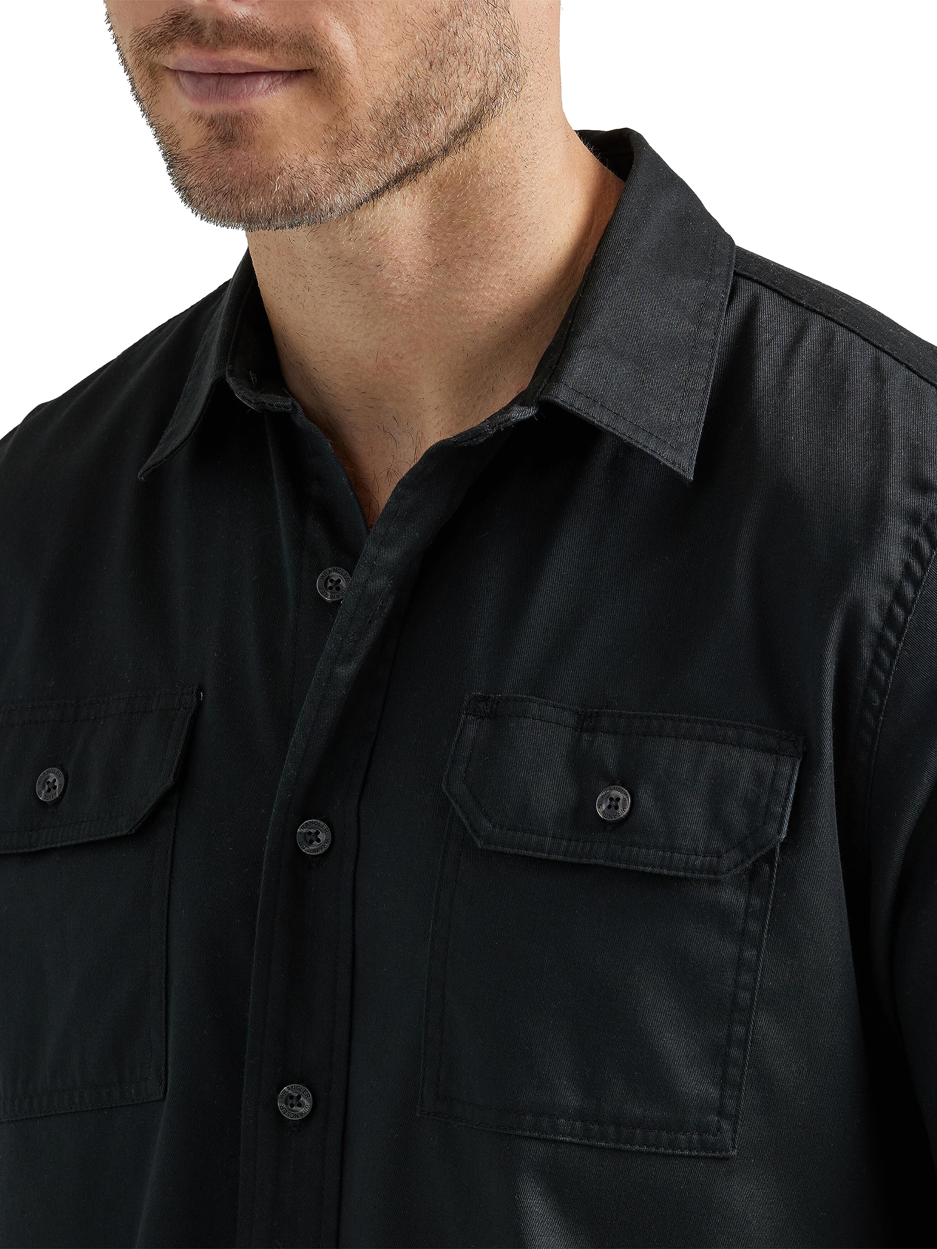 Wrangler Authentics Camisa Tejida Clásica de Manga Larga Camisa Abotonada Hombre