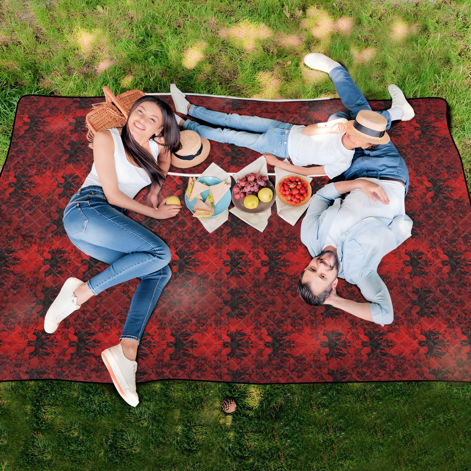 Tappeto da picnic per campeggio, morbido al chiuso, coperta da campeggio, per la famiglia, articoli da picnic, coperta rossa d'angelo, coperta di morte per Giorno de Campo