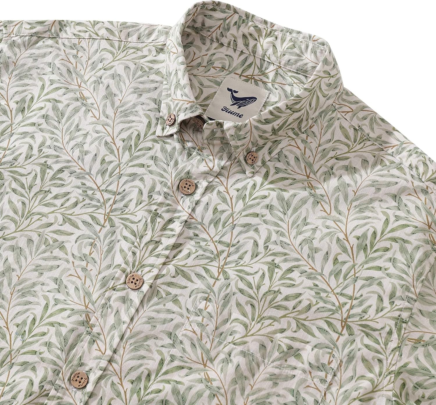 Men's Hawaiian Shirt Willow Cotton Button-Down Long Sleeve Aloha Shirt