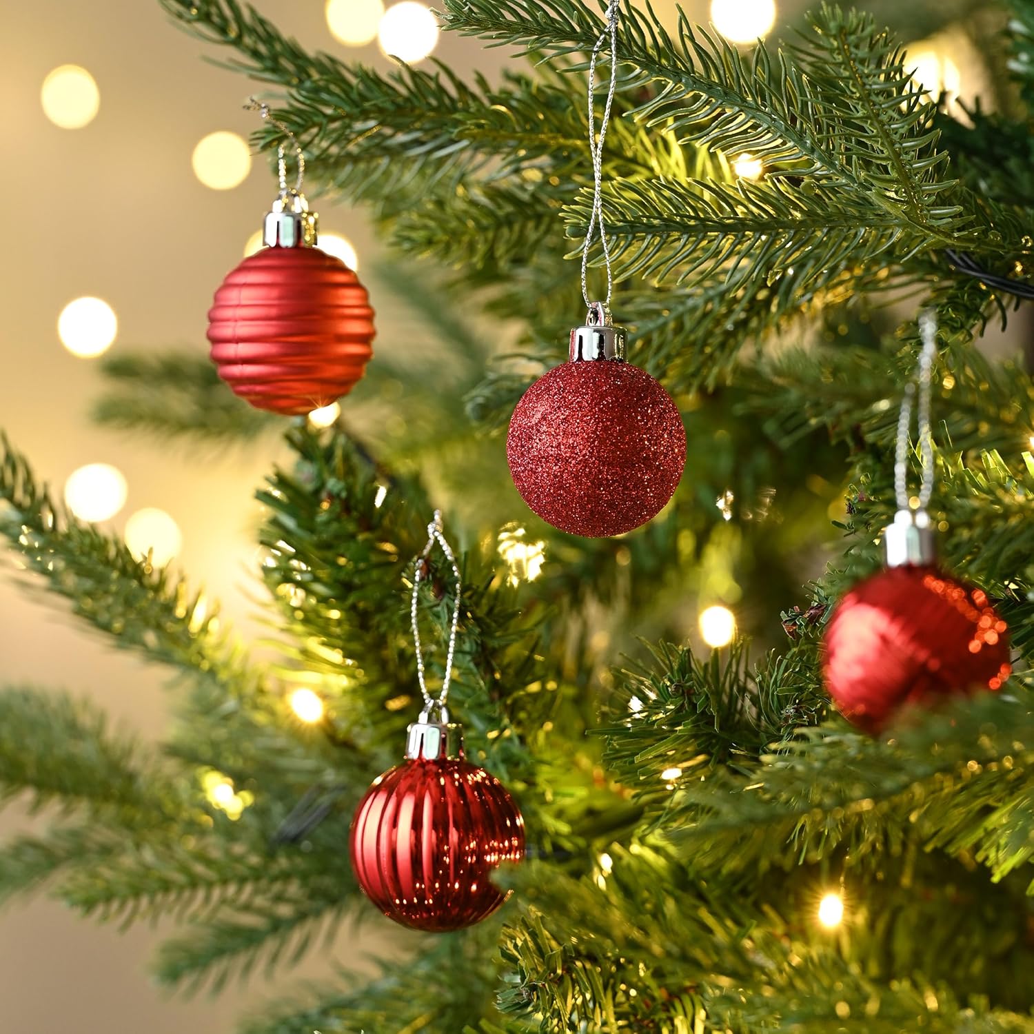 Valery Madelyn Christmas Ornaments Value Bundle(2 Items), 24ct & 24ct Red Green White Shatterproof Christmas Ball Ornaments Set, Decorative Hanging Ornament Bulk for Xmas Holiday Party Decor