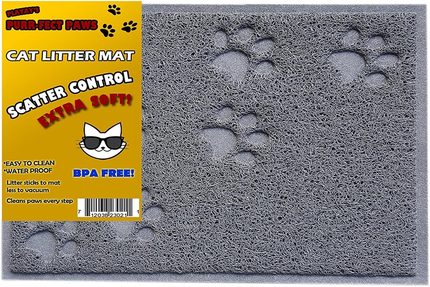 BPA Free Premium Quality Cat Litter Mat - Food Mat - SMALL -Best Quality Cat Litter Mat Catcher Trapper with Scatter Control - Waterproof Litter Mat-Odor Repelling- Soft on Cats Paws
