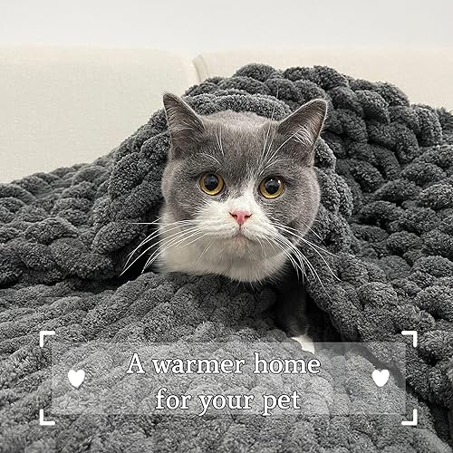 Miniatura 5 de Manta de punto grueso de chenilla versión más ajustada (40 x 50 pulgadas), hecha a mano, cálida y acogedora para sofá, cama, decoración del hogar,