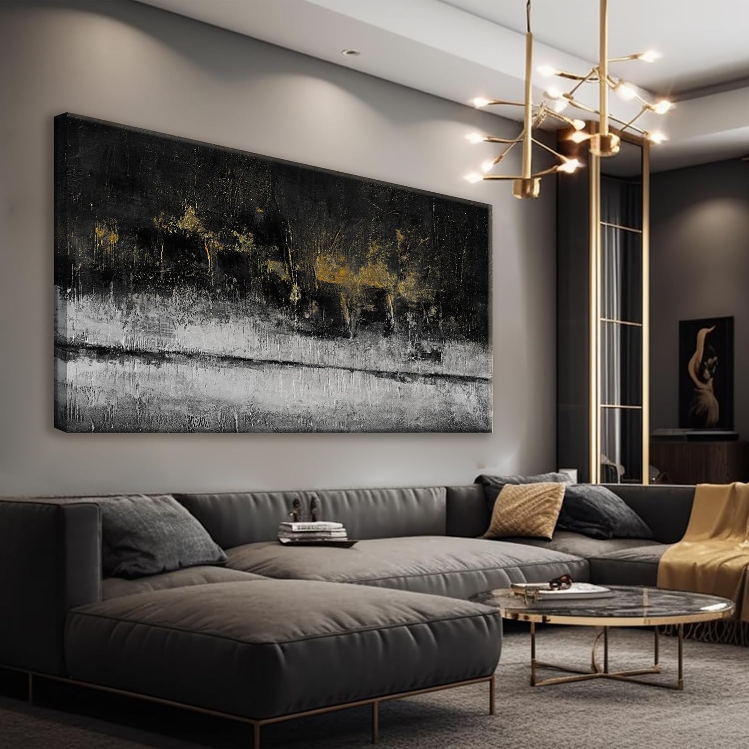 YISXINOAG Black And Gold Wall Art Home Decor Wall Pictures