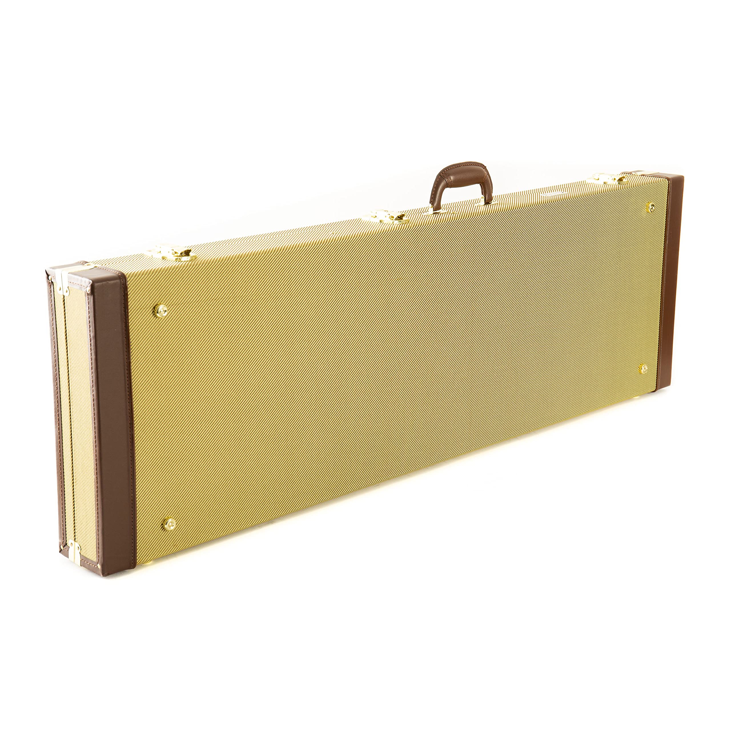 Fame Tweed Case Electric Bass, Robuster Formkoffer mit Tweed-Überzug, Holzkern, Plüsch-Innenfutter, Zubehörfach