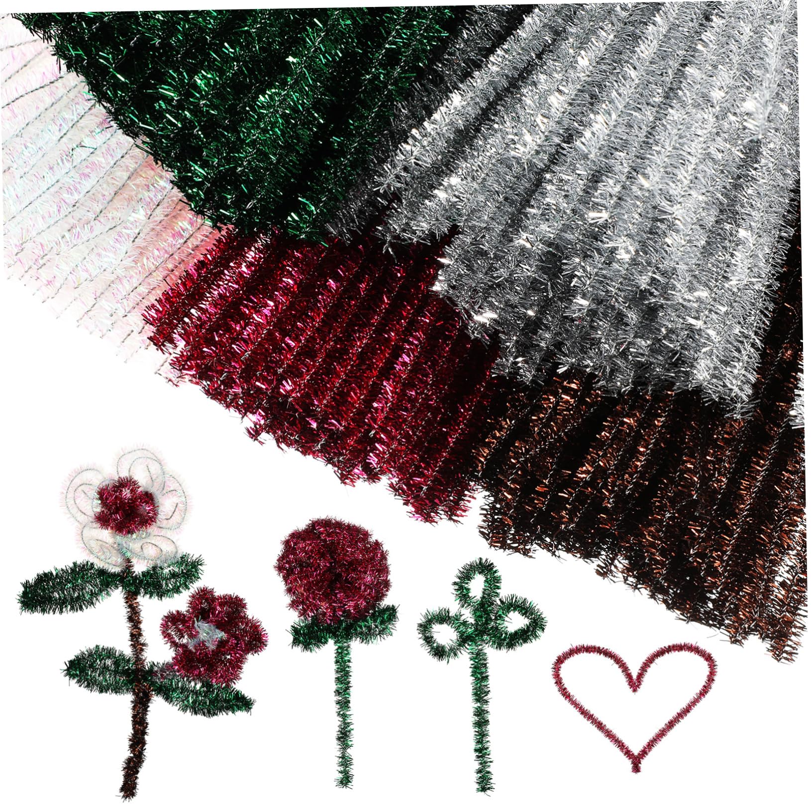 Beatifufu 500pcs Craft Pipe Cleaners Bendable Fuzzy Stems Tinsel Versatile Twisted Sticks for DIY Activities