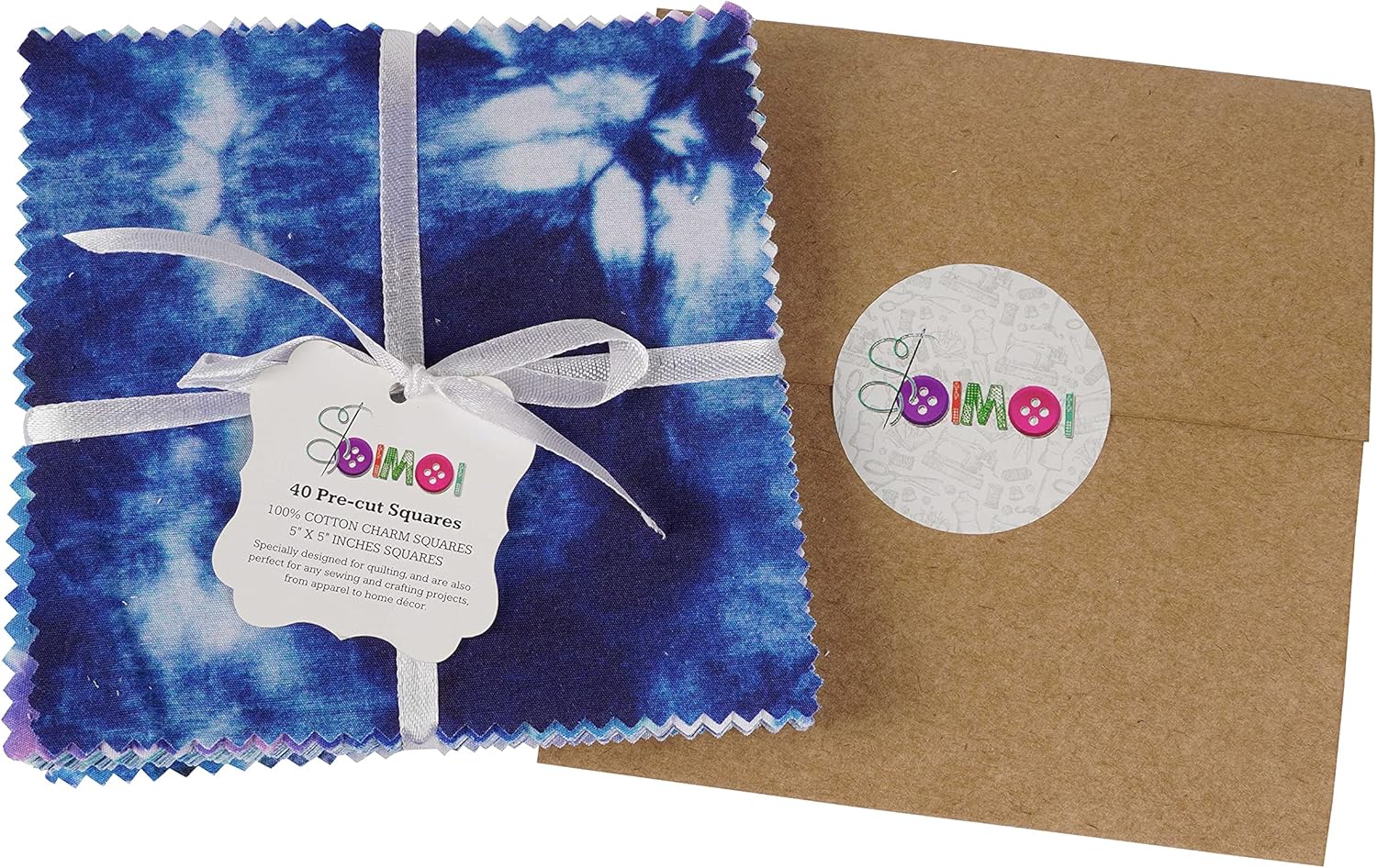 Soimoi Precut 10-inch Tie Dye Prints Cotton Fabric Bundle Quilting Squares Charm Pack DIY Patchwork Sewing Craft- Blue-YF