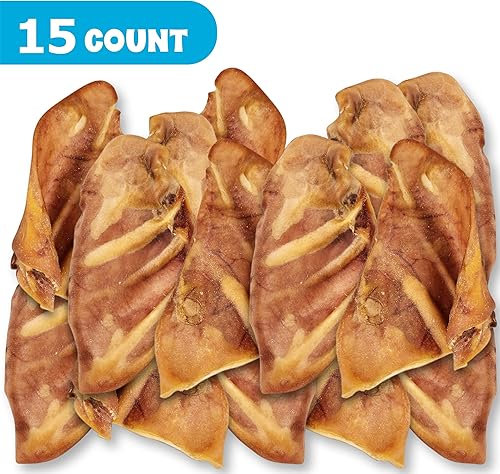 Miniatura 4 de Orejas de cerdo enteras para perros grandes, paquete de 15 masticables de larga duración para perros, golosinas para perros, un ingrediente,