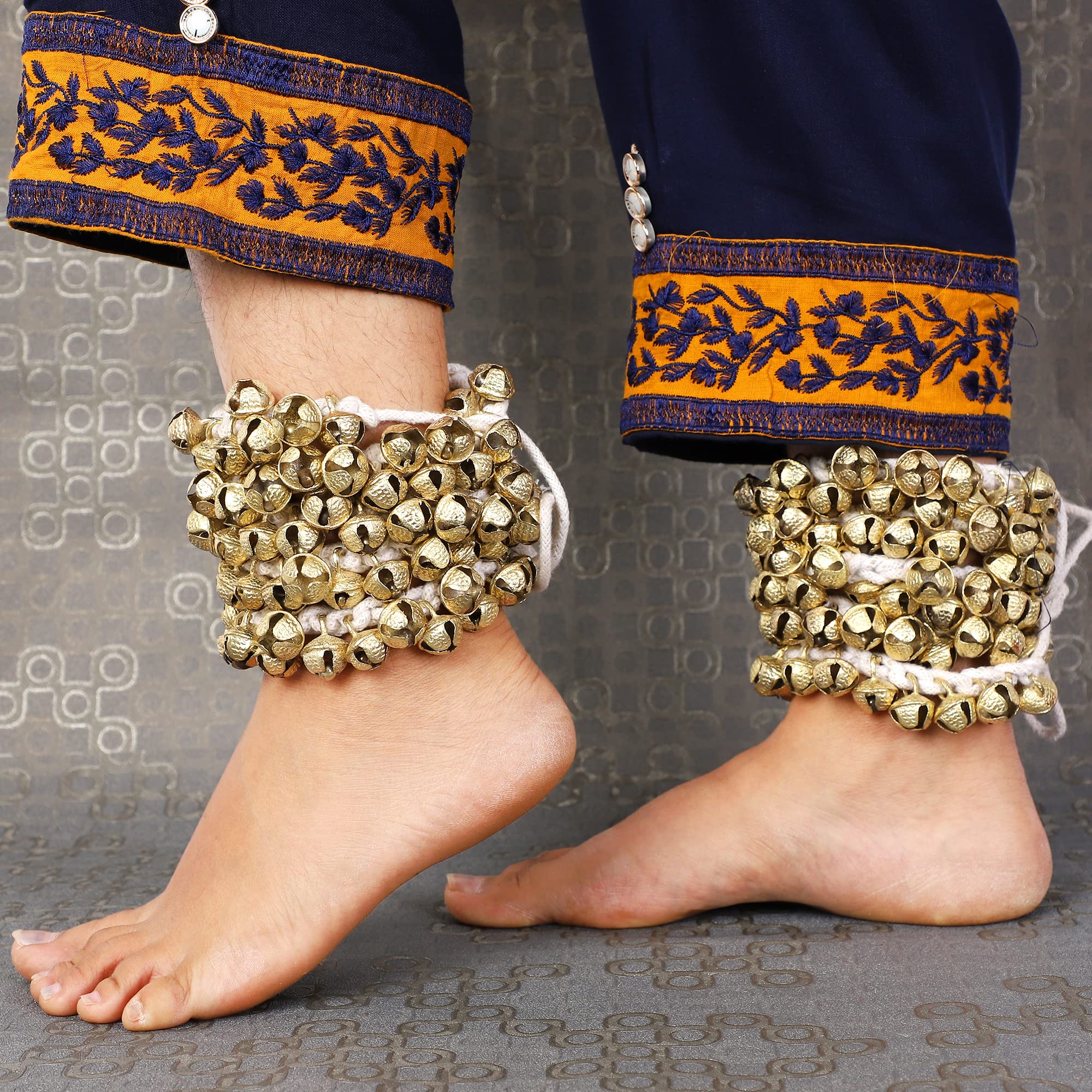 White Whale Best Quality Kathak Ghungroo Pair, (100 100) Bells Tied with Cotton Cord (12 No Ghungroo