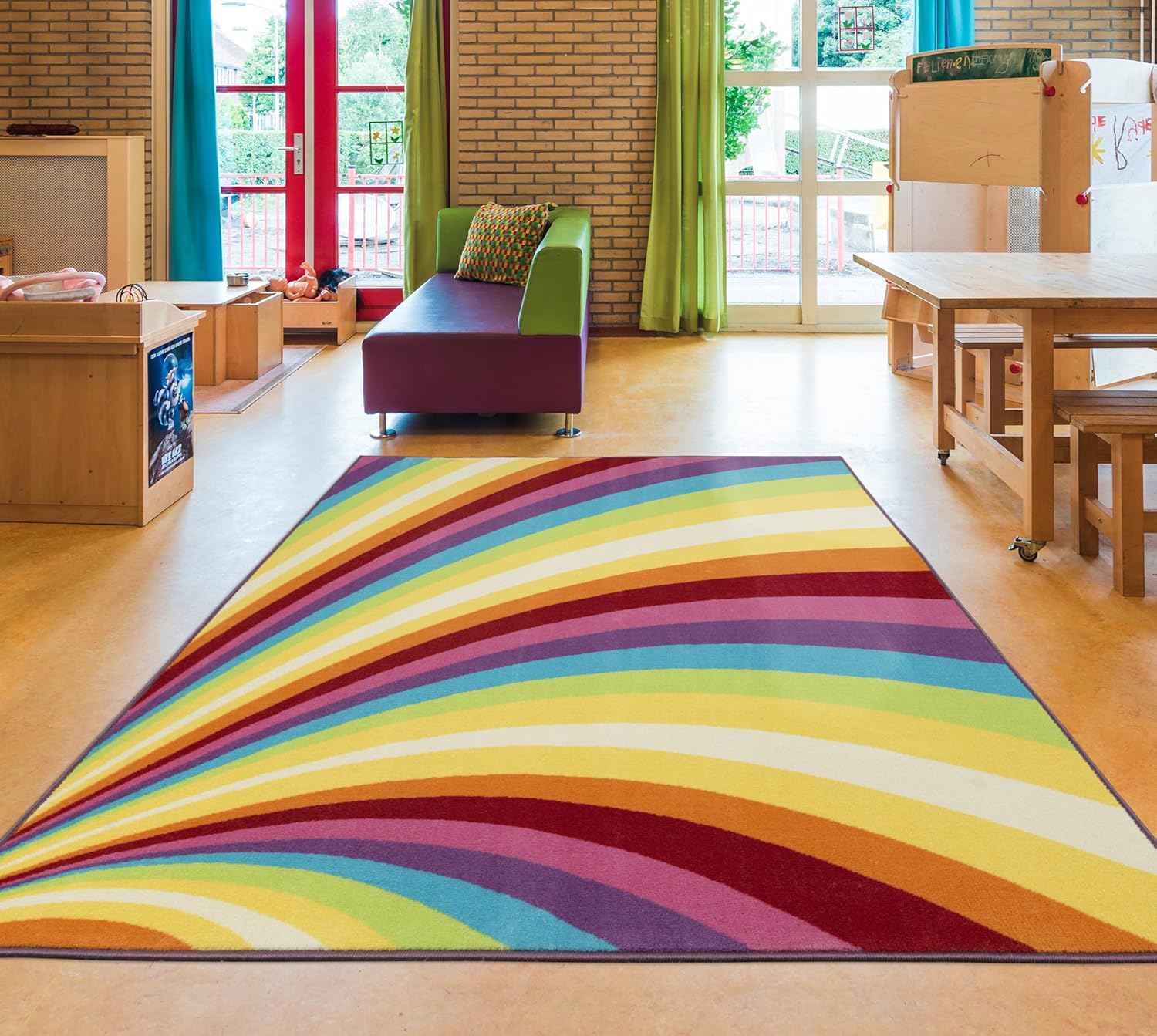 Ottomanson Rainbow Collection Non-Slip Kids Rug Modern Rainbow Pattern Design Area Rug, 5'0" X 6'6", Multicolor Ottomanson Rainbow Collection Non-Slip Kids Rug Modern Rainbow Pattern Design Area Rug, 5'0" X 6'6", Multicolor
