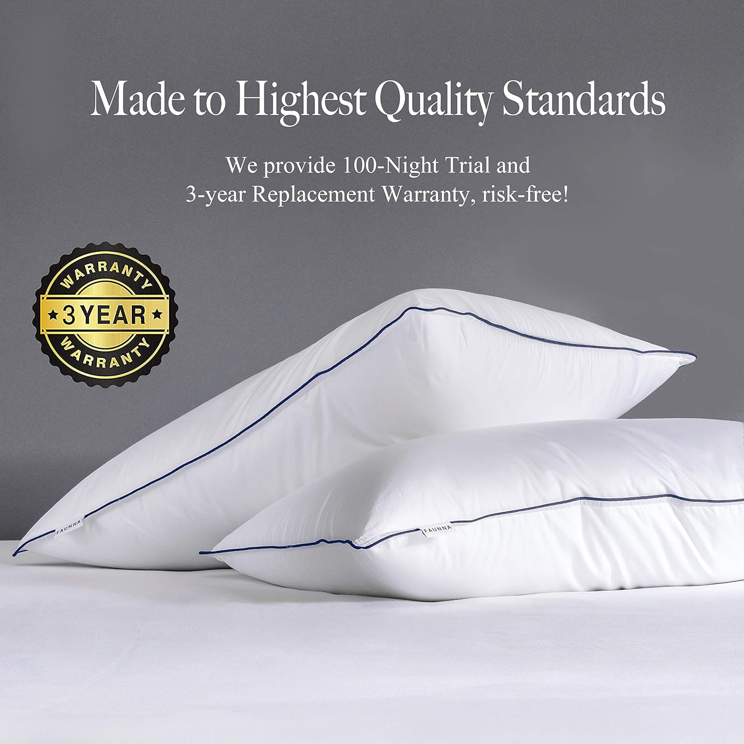 FAUNNA Pillows for Sleeping - Down Alternative Filling - Queen Size - 2 Pack - Hotel Collection Bed Pillows Set - Luxury Firm Cooling Gel Pillow, Pillows for Back & Side Sleepers