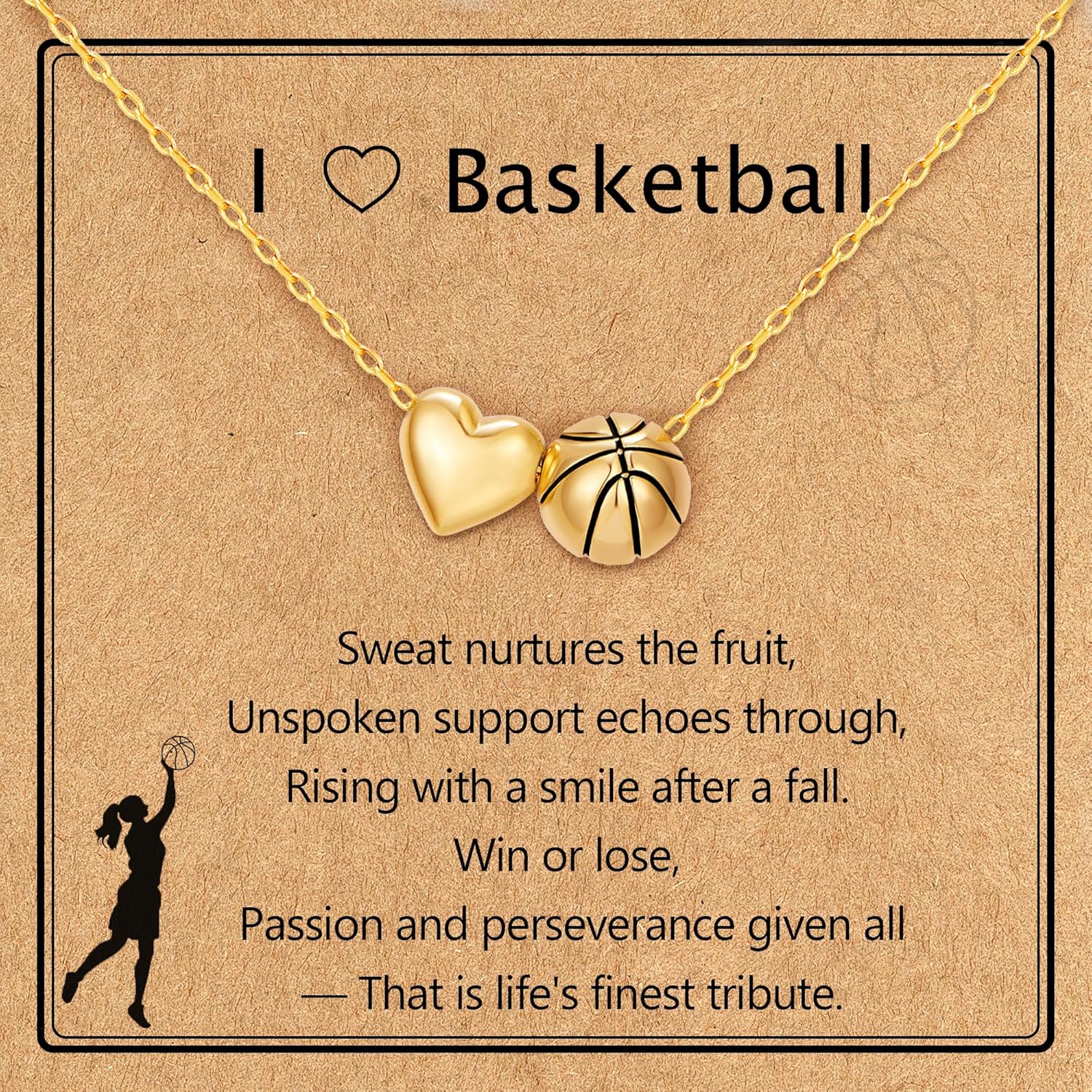 Softball/Basketball/Soccer Necklace for Women - Dainty Ball Necklaces for Team Coach Player Mom, Sports Accessories Jewelry Gifts