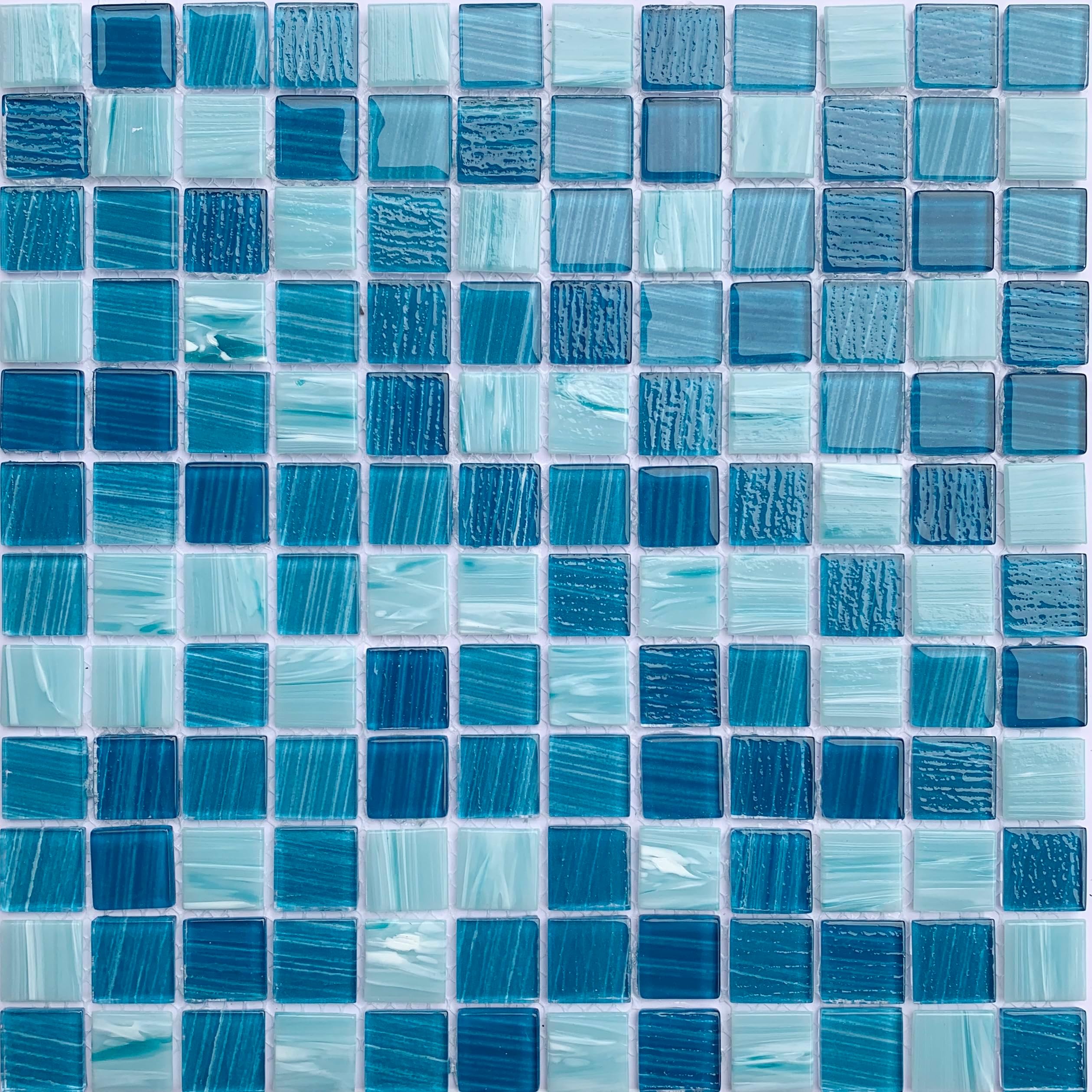 LSDECO Glass Mosaic Tiles Backsplash, 12" x 12" Kitchen Backsplash Tile